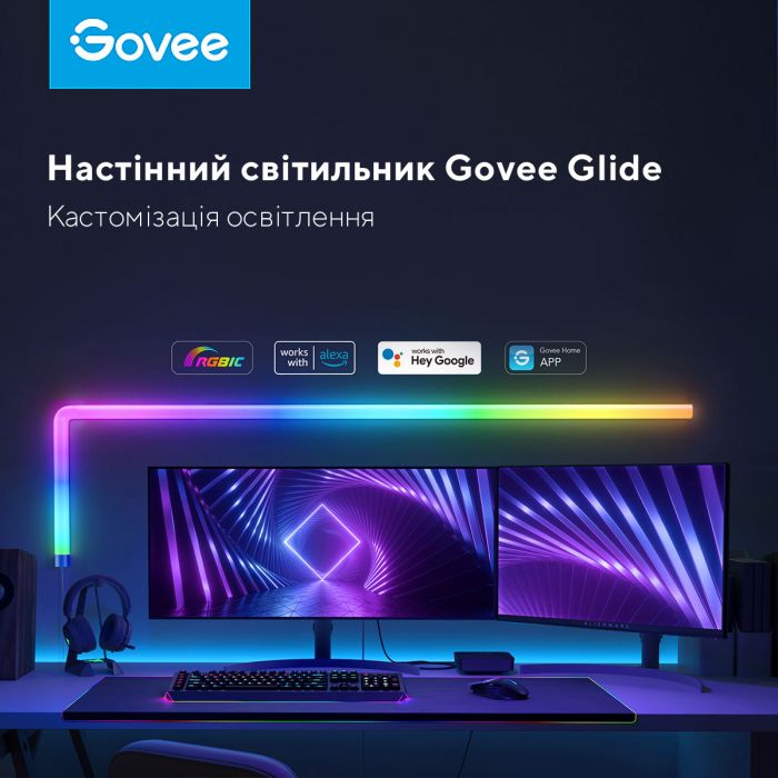 Набір настінних світильників Govee H6062 Glide Wall Light, 6+1, RGBIC, WI-FI/Bluetooth, білий