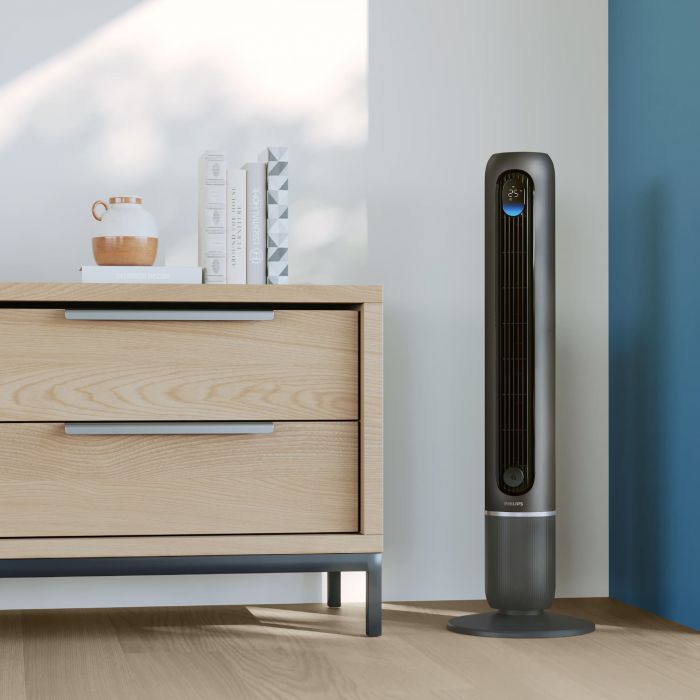 Вентилятор Philips колонний Series 7000, 30Вт, пульт ДУ, режим " Бриз", сенсорний дисплей, таймер, темно-сірий