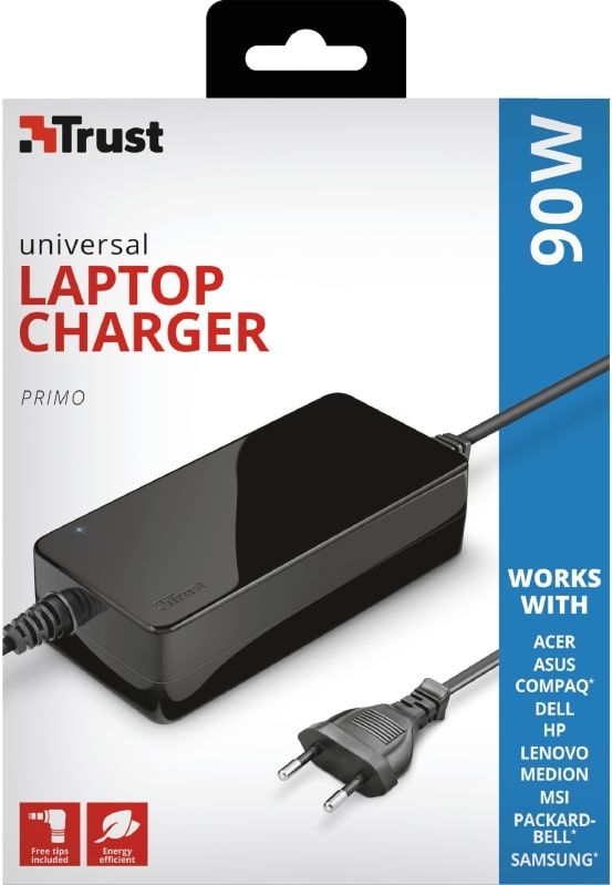 Адаптер живлення Trust Primo 90W-19V Universal Laptop, чорний