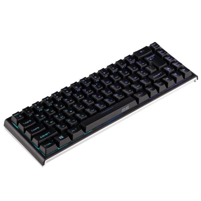 Клавіатура мембранна 2E GAMING KG350 68key, USB-A, EN/UA/RU, RGB, чорний