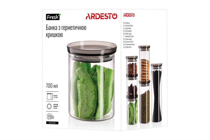 Банка для зберігання Ardesto Fresh, 700мл, скло, пластик, прозорий