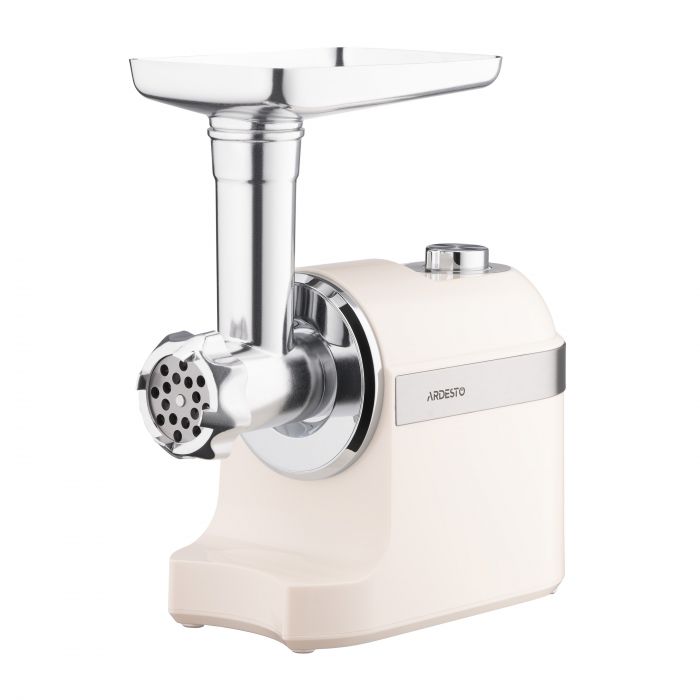 М'ясорубка ARDESTO, 1800Вт, 2кг/хв, 3 решітки, насадка для ковбас, кеббе, пластик, бежево-сріблястий