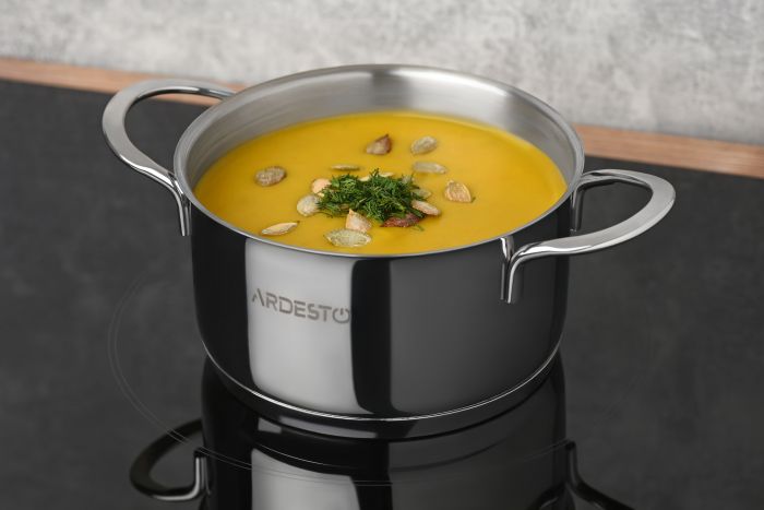 Каструля зі скляною кришкою Ardesto Luna,0.9л, нержавіюча сталь