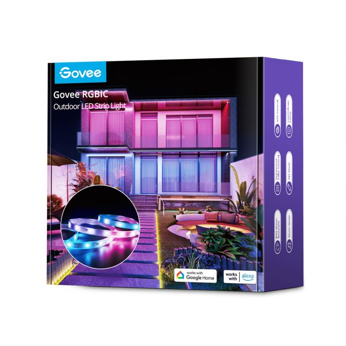 Стрічка світлодіодна розумна Govee H6172 Phantasy Outdoor LED, 10м, RGBIC, WI-FI/Bluetooth, білий