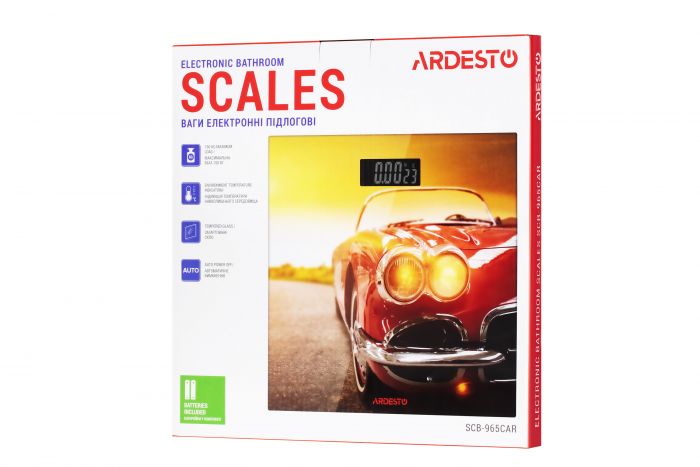 Ваги ARDESTO підлогові Car, 150кг, AAAx2 в комплекті, скло, багатокольорові