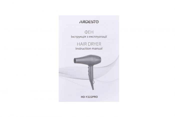 Фен Ardesto Violet PRO HD-Y222PRO, 1850-2200Вт, 2 швидкості, 3темп.режима, дифузор, чорний