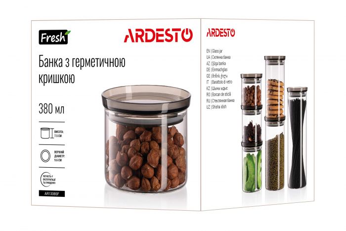 Банка для зберігання Ardesto Fresh, 380мл, скло, пластик, прозорий