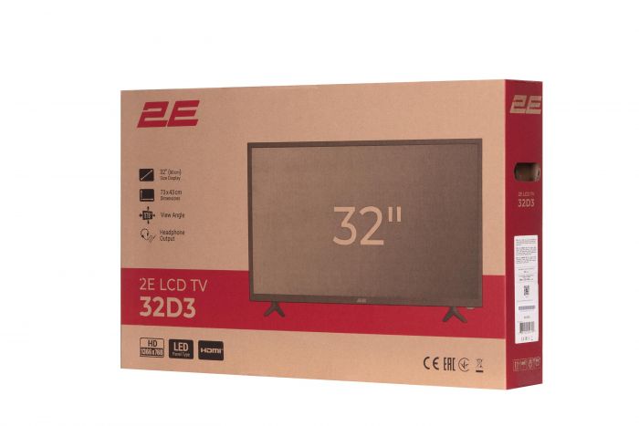 Телевізор 32" 2E LED HD 60Hz Black