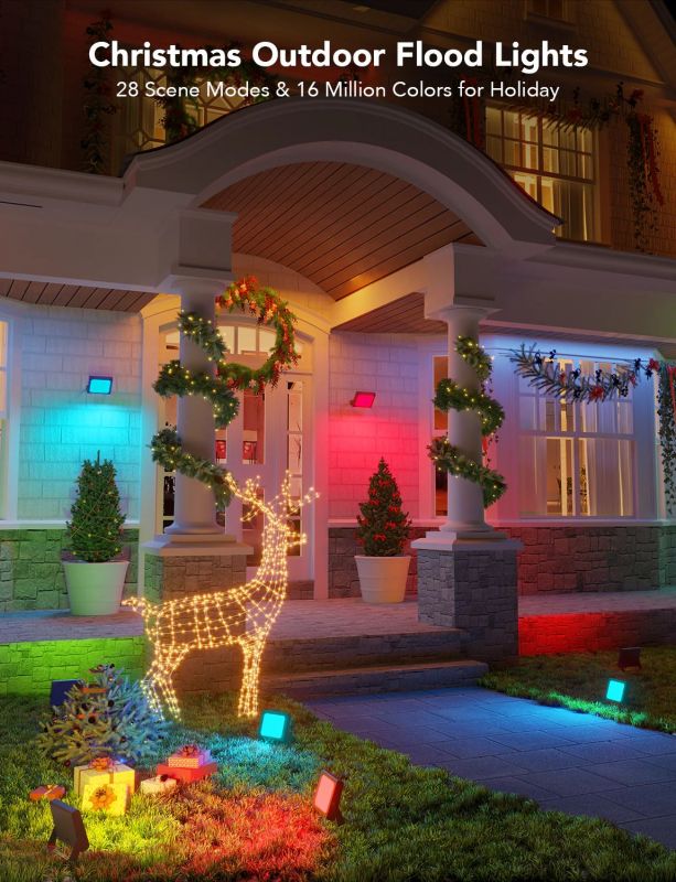Набір настінних світильників Govee H7060 LED Smart Flood Lights, 4шт, RGBICWW, WI-FI/Bluetooth, чорний Набір настінних світильників Govee H7060 LED Smart Flood Lights, 4шт, RGBICWW, WI-FI/Bluetooth, чорний