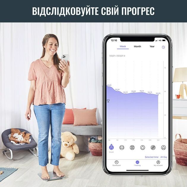 Ваги Tefal підлогові Goodvibes Life, 160кг, Bluetooth, AAAx3 в комплекті, скло, сірий