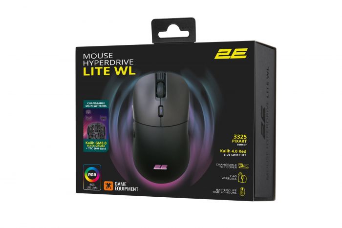 Миша 2E GAMING HyperDrive Lite WL, RGB, USB-A/WL, чорний