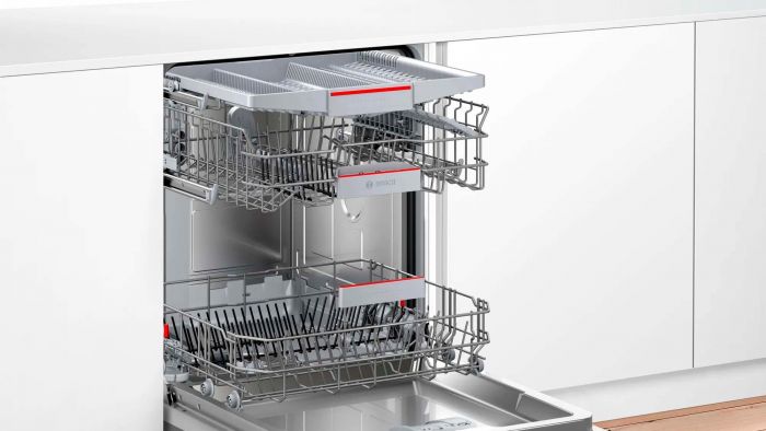 Посудомийна машина Bosch вбудована, 13компл., D, 60см, дисплей, 3й кошик, білий