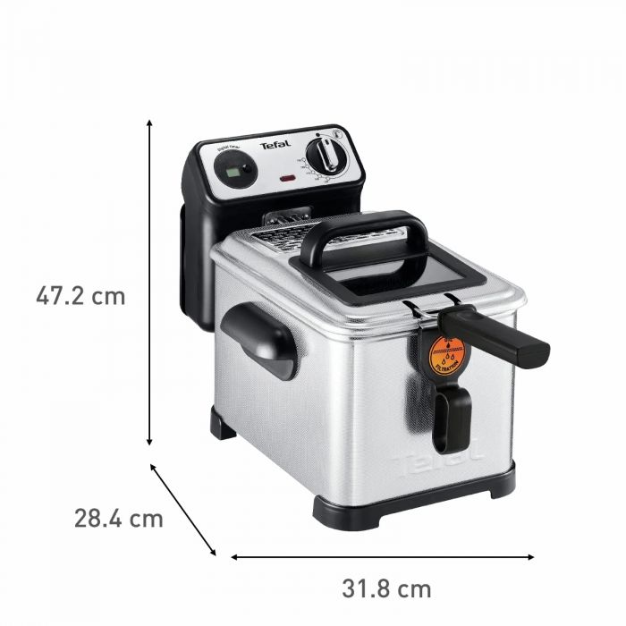 Фритюрниця Tefal Filtra Pro, 2400Вт, ємність-3л, механічне керув., від 150°C до 190°C нержавіюча сталь, чорний