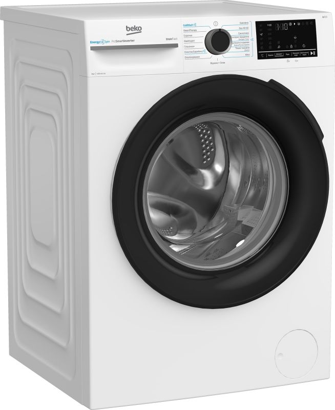 Пральна машина Beko фронтальна, 8кг, 1400, A, 55см, дисплей, інвертор, пара, білий