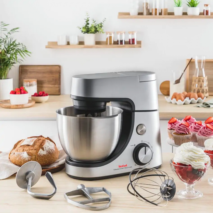 Кухонна машина Tefal Masterchef Gourmet 1100Вт, чаша-нержавіюча сталь, корпус-метал, насадок-6, сірий