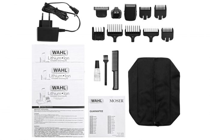 Набір для стрижки WAHL Multi Purpose Grooming Kit, для бороди і голови, мережа+акум., роторний мотор, насадок-12, сталь, чорний