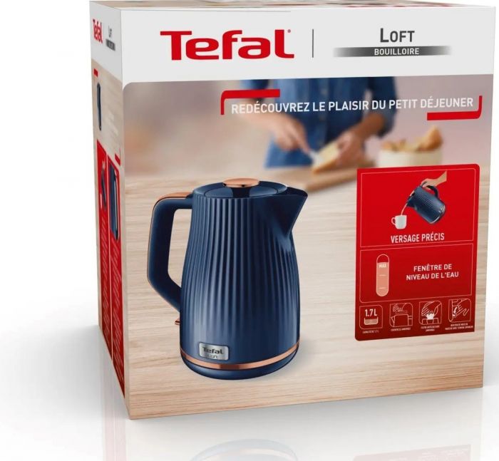 Електрочайник Tefal Loft 1.7л, Strix, пластик, синій