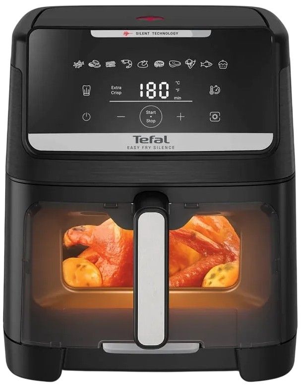Мультипіч Tefal Easy Fry Silence XXL, 1800Вт, чаша-7л, сенсорне керув., 10 програм, з віконцем, пластик, чорний