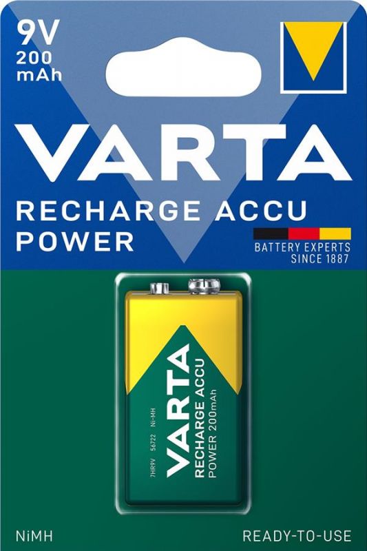 Акумулятор Varta NI-MH Power 6F22((6LR61, MN1604, MX1604, Крона) 9V 200 мА•г, 1 шт.