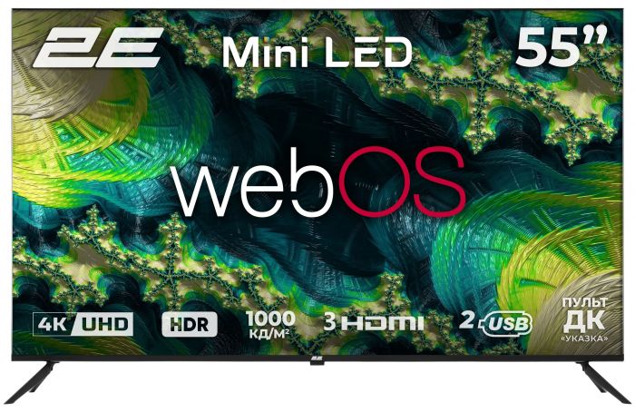 Телевізор 55" 2E MiniLED 4K 60Hz Smart WebOS Black