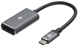 Адаптер 2Е USB-C > DisplayPort, 0.2м, сірий