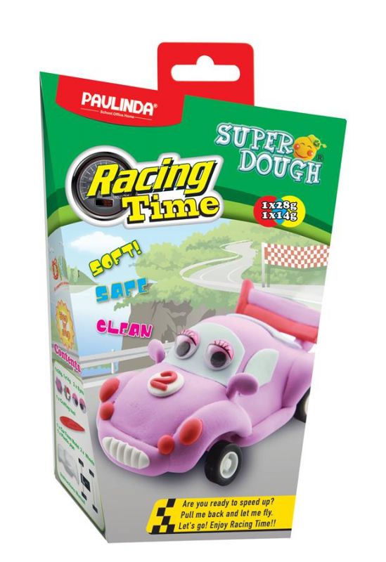 Маса для ліплення Paulinda Super Dough Racing time Машинка інерційний механізм, рожевий