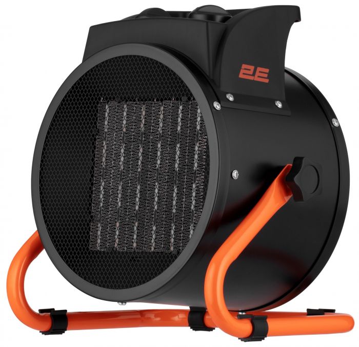 Теплова гармата електрична 2E Ceramic, 3кВт, 30м2, 280м3/год, керамічний нагрів. елемент (PTC), чорний, 2.85кг