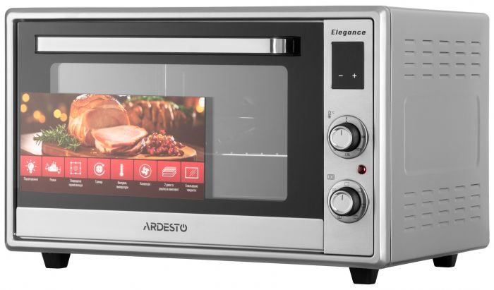 Піч електрична ARDESTO Elegance, 60л, 2000Вт, електр., конвекція, подвійне скло, рожен, сірий