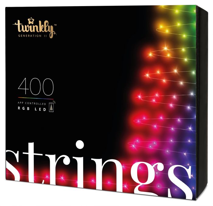 Гірлянда Smart LED Twinkly Strings RGB 400, Gen II, IP44, довжина 32м, кабель чорний